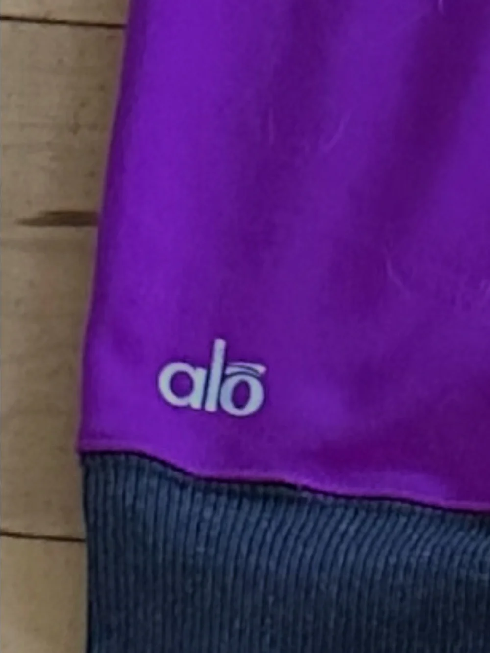 ALO Yoga Goddess Violet and Gray Colorblock Leggings With Footies
